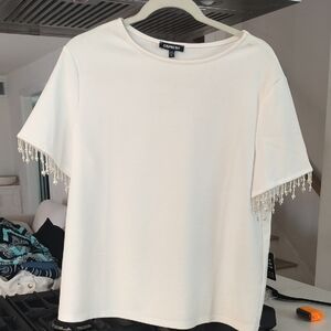 Express White Beaded Women's Top